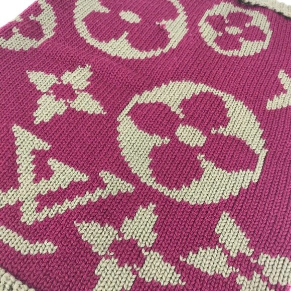 LOUIS VUITTON M72768 Monogram Snood Grand Floor Neck Warmer Scarf wool purple - Picture 12 of 16